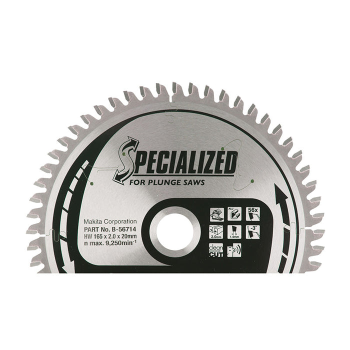 Lame carbure “Specialized” aluminium MAKITA B-56714 pour scies plongeantes à batterie